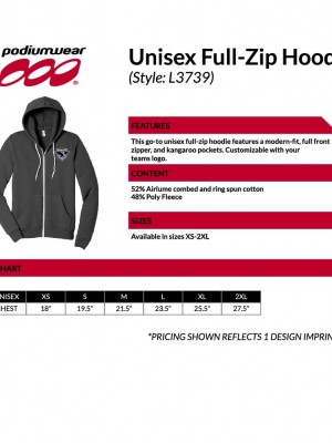 Podiumwear Unisex Sponge-Fleece Full-Zip Hoodie with Print