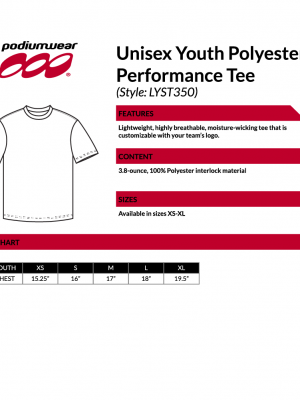 Podiumwear Unisex Youth 100% Poly Performance T-Shirt with Print