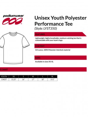 Podiumwear Unisex Youth 100% Poly Performance T-Shirt with Print