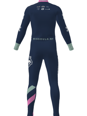 Podiumwear Unisex Silver Two-Piece Race Suit (Nordic Skiing) Back View