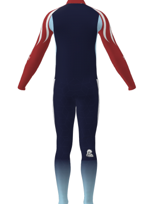Podiumwear Men's Gold Two-Piece Race Suit (Nordic Skiing) Back View