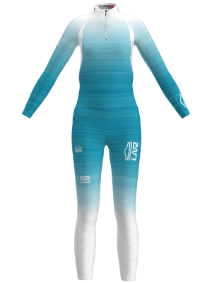 Podiumwear Women's Gold Two-Piece Race Suit (Nordic Skiing) Front View