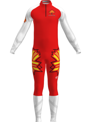 Podiumwear Men's Gold Two-Piece Race Suit (Nordic Skiing) Front View