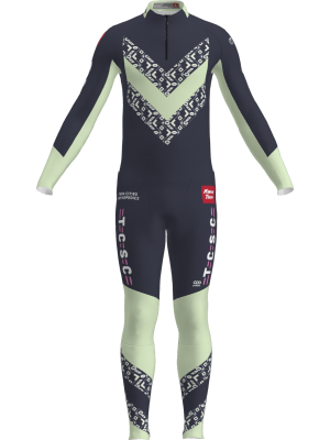 Podiumwear Men's Gold Two-Piece Race Suit (Nordic Skiing) Front View