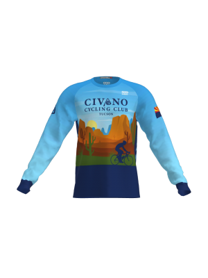 Podiumwear Unisex Silver Long Sleeve Tech Tee (Cycling) Front View