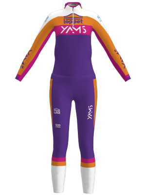 Podiumwear Women's Gold Two-Piece Race Suit (Nordic Skiing) Front View