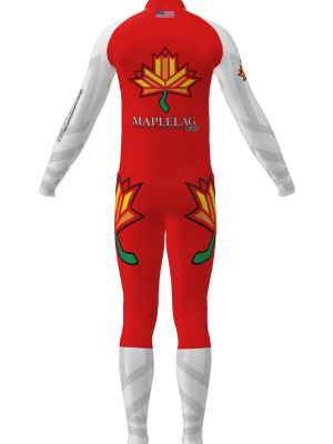 Podiumwear Men's Gold Two-Piece Race Suit (Nordic Skiing) Back View