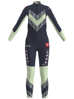 Podiumwear Women's Gold Two-Piece Race Suit (Nordic Skiing) Front View