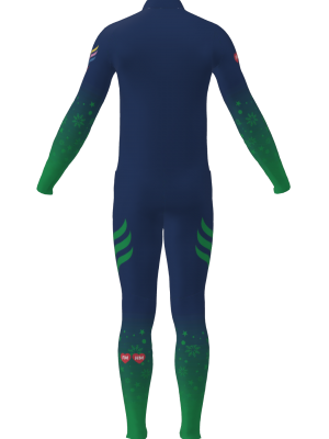 Podiumwear Men's Gold Two-Piece Race Suit (Nordic Skiing) Back View