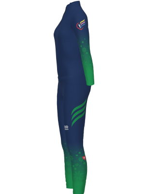 Podiumwear Women's Gold Two-Piece Race Suit (Nordic Skiing) Side View