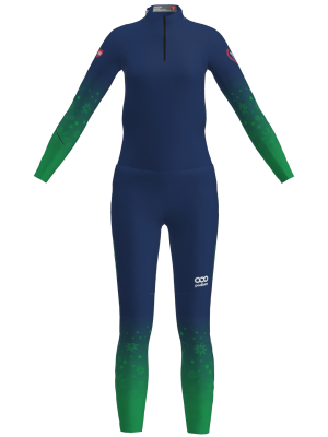 Podiumwear Women's Gold Two-Piece Race Suit (Nordic Skiing) Front View