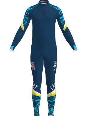 Podiumwear Men's Gold Two-Piece Race Suit (Nordic Skiing) Front View