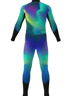 Podiumwear Unisex Silver Two-Piece Race Suit (Nordic Skiing) Back View