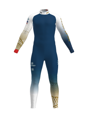Podiumwear Unisex Gold One-Piece Race Suit (Nordic Skiing) Front View