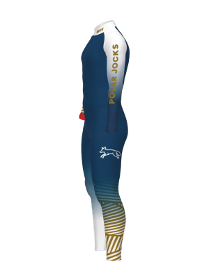 Podiumwear Unisex Gold One-Piece Race Suit (Nordic Skiing) Side View