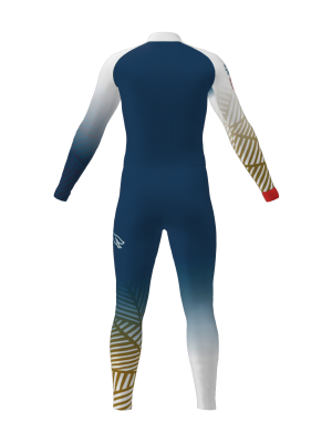 Podiumwear Unisex Gold One-Piece Race Suit (Nordic Skiing) Back View