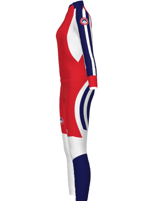 Podiumwear Women's Gold Two-Piece Race Suit (Nordic Skiing) Side View