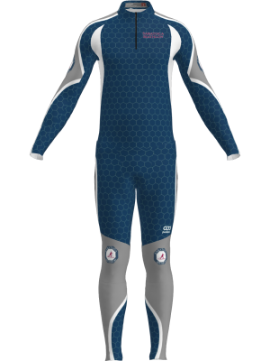 Podiumwear Men's Gold Two-Piece Race Suit (Nordic Skiing) Front View