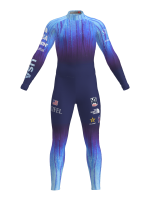 Podiumwear Unisex Gold One-Piece Race Suit (Nordic Skiing) Front View