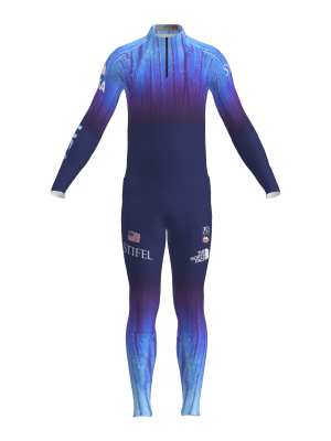 Podiumwear Women's Gold Two-Piece Race Suit (Nordic Skiing) Front View