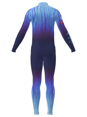 Podiumwear Men's Gold Two-Piece Race Suit (Nordic Skiing) Back View