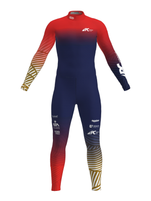 Podiumwear Unisex Gold One-Piece Race Suit (Nordic Skiing) Front View
