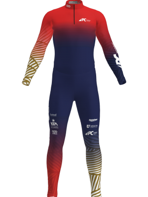 Podiumwear Unisex Silver Two-Piece Race Suit (Nordic Skiing) Front View