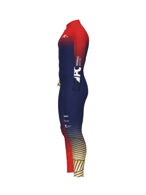 Podiumwear Unisex Gold One-Piece Race Suit (Nordic Skiing) Side View