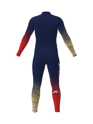 Podiumwear Unisex Gold One-Piece Race Suit (Nordic Skiing) Back View