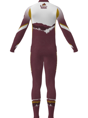 Podiumwear Men's Gold Two-Piece Race Suit (Nordic Skiing) Back View