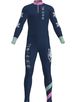 Podiumwear Unisex Silver Two-Piece Race Suit (Nordic Skiing) Front View