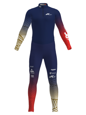 Podiumwear Unisex Silver Two-Piece Race Suit (Nordic Skiing) Front View