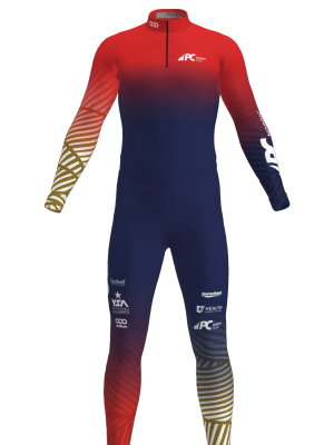 Podiumwear Unisex Silver Two-Piece Race Suit (Nordic Skiing) Front View