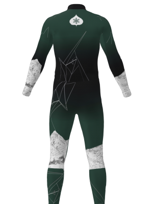 Podiumwear Women's Silver Two-Piece Race Suit (Nordic Skiing) Back View