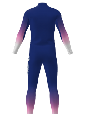 Podiumwear Unisex Silver Two-Piece Race Suit (Nordic Skiing) Back View