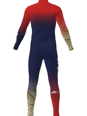 Podiumwear Unisex Silver Two-Piece Race Suit (Nordic Skiing) Back View