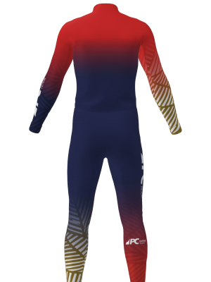 Podiumwear Unisex Silver Two-Piece Race Suit (Nordic Skiing) Back View