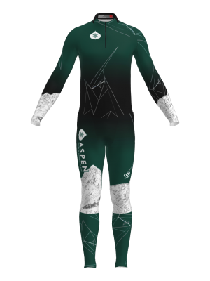 Podiumwear Men's Gold Two-Piece Race Suit (Nordic Skiing) Front View