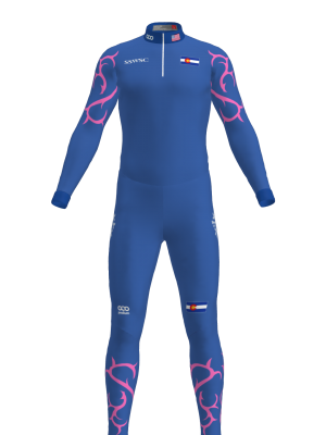Podiumwear Unisex Silver Two-Piece Race Suit (Nordic Skiing) Front View