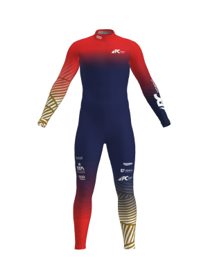 Podiumwear Unisex Gold One-Piece Race Suit (Nordic Skiing) Front View