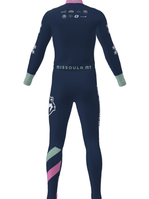 Podiumwear Unisex Silver Two-Piece Race Suit (Nordic Skiing) Back View