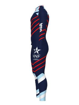 Podiumwear Women's Gold One-Piece Race Suit (Nordic Skiing) Side View