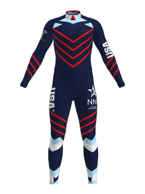 Podiumwear Women's Gold One-Piece Race Suit (Nordic Skiing) Front View