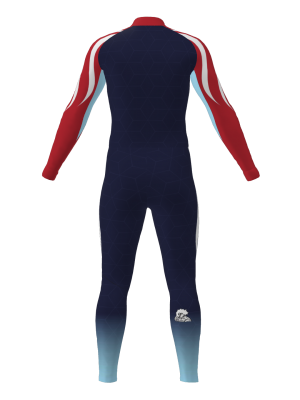Podiumwear Unisex Gold One-Piece Race Suit (Nordic Skiing) Back View