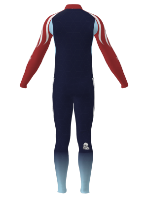 Podiumwear Men's Gold Two-Piece Race Suit (Nordic Skiing) Back View