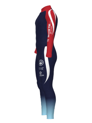 Podiumwear Women's Gold One-Piece Race Suit (Nordic Skiing) Side View