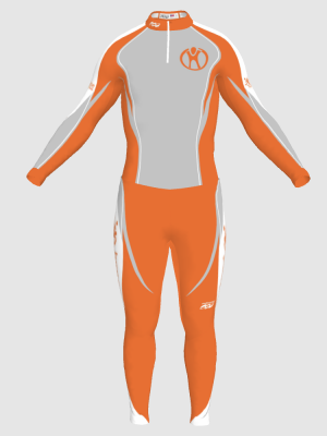 Podiumwear Unisex Silver Two-Piece Race Suit (Nordic Skiing) Front View