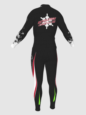 Podiumwear Unisex Silver Two-Piece Race Suit (Nordic Skiing) Back View