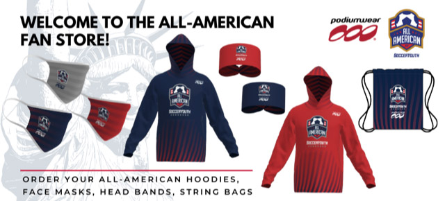 Welcome to the All-American Fan Store! Order Your All-American Hoodies, Face Masks, Head Bands, String Bags