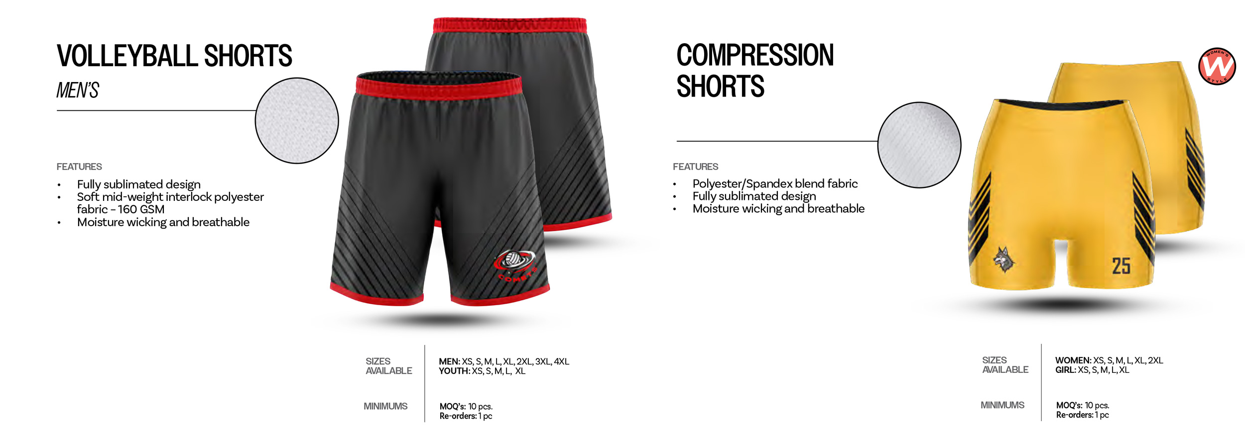 Custom Shorts and Compression Shorts for Volleyball